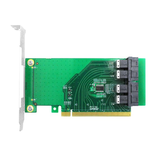 4 Port PCIe  x16 to (SFF-8643) NVMe SSD Adapter